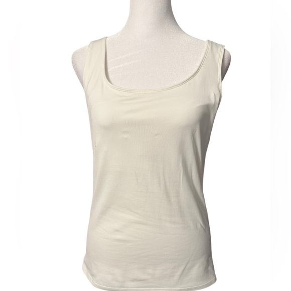 White House Black Market scoop neck cream sleeveless  stretchy cami Women’s Med - Picture 1 of 9